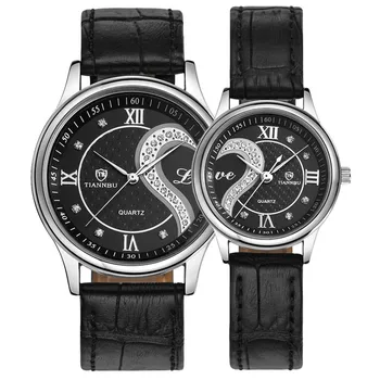 

2017 New 1 Pair/2pc Tiannbu Ultrathin Leather Romantic Fashion Couple Wrist Watches Dropshipping L530