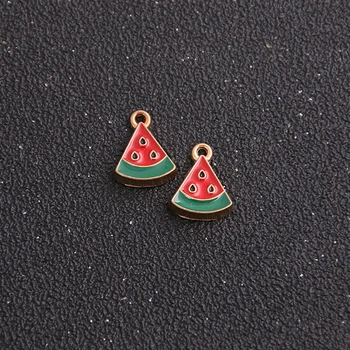 

6pcs 12*15mm Alloy Metal Drop Oil Fresh Fruit Watermelon cubes Charms Pendant For DIY Bracelet Necklace Jewelry Making