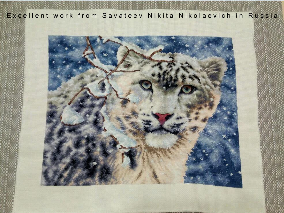 Высокое качество популярный Счетный Набор для вышивки крестом Снежный Леопард dim 35244 животное