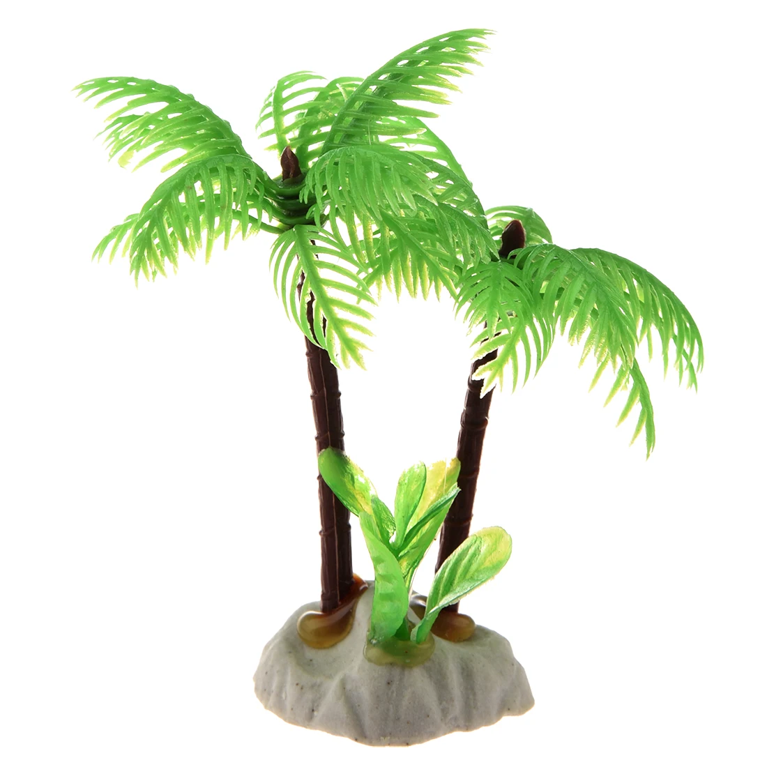 

Practical Fish Tank Emulational Mini Coconut Tree Water Plants Decor With Ceramic Base