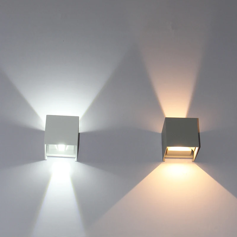 Online Iluminación Led al aire libre, lámpara de pared LED con cubo impermeable ajustable IP65, lámpara de pared Led de jardín de arriba y abajo negro blanco gris 100 240V