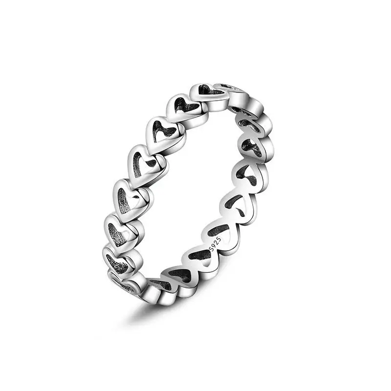 

Silver Charms Ring Heart To Heart Hollow Out Style Diy Wedding Rings For Women Jewelry