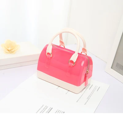 Новинка, силиконовая летняя милая сумка для конфет, желе, Женская Повседневная Сумка-тоут, женская сумка через плечо, пляжные сумки, сумка для девушек - Цвет: Hot Pink Mix White