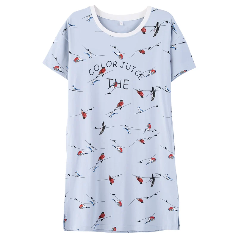 35% хлопковая ночная рубашка для женщин, Милая Ночная рубашка для девочек, летняя Домашняя одежда, Повседневная Ночная рубашка