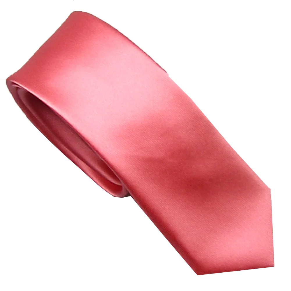 

Men's Suit Ties New Design Coral Pink NeckTie Solid Color Jacquard Woven Microfiber Skinny Tie 6cm Dress Shirts Wedding Cravat