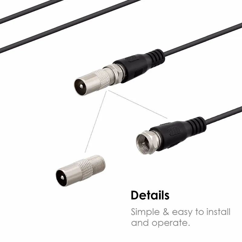 28-32 dBi 330*120*23 мм ТВ антенна 1080 p F-head с ТВ-адаптером 174~ 240 МГц и 470~ 862 МГц с подсветкой усилителя черный