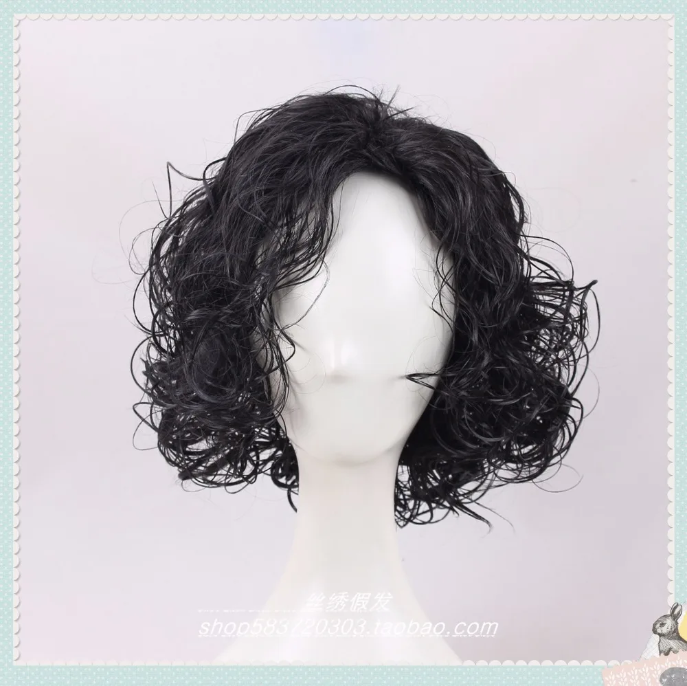 

Game of Thrones Cosplay Wig Jon Snow Men Black Curly Short Synthetic Hair Adult