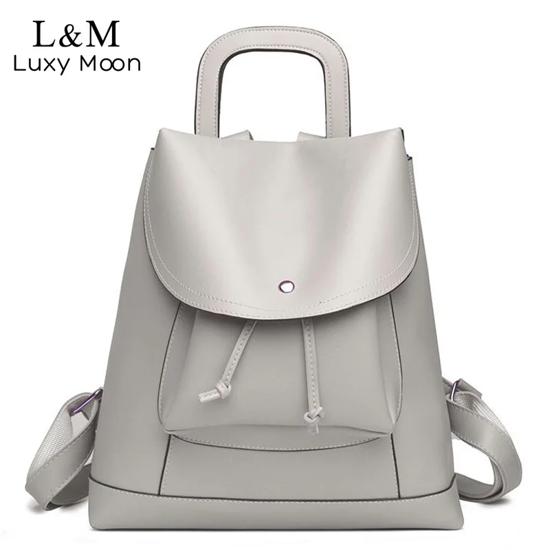 LUXY MOON Women Backpack 2017 Fashion Leather String Backpacks Teenage Girl School Bag Rucksack Solid Large