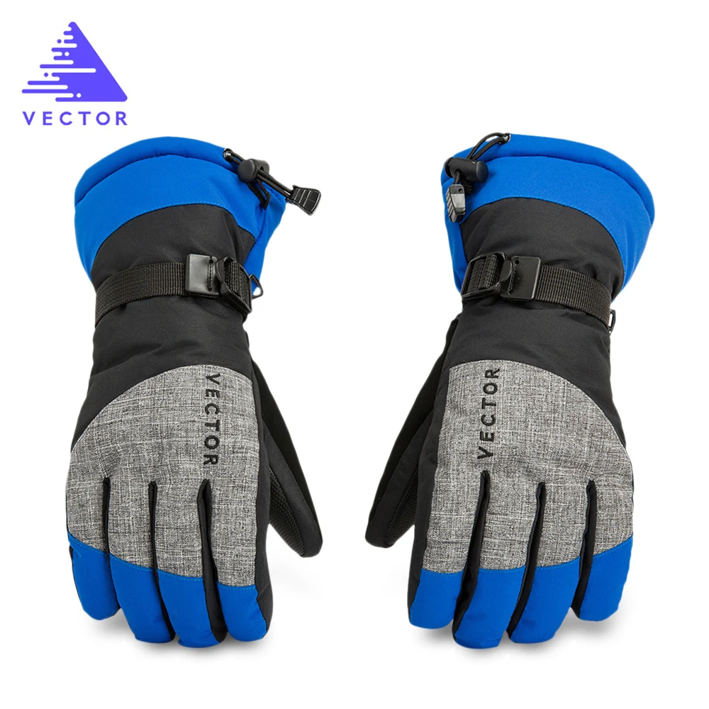 Векторные мужские и женские ветрозащитные зимние лыжные перчатки флисовые водонепроницаемые теплые перчатки для сноуборда для велоспорта, катания на лыжах, сноуборде - Цвет: Blue