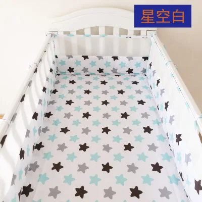 Цельный маленьких звезд детские бортики в кроватку дышащая новорожденных постельное белье для декора комнаты моющиеся детские кровати протектор бампер - Цвет: xingkongbai