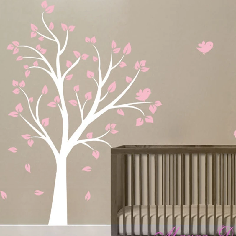 

High quality 130 x180 cm Large Tree and birds Vinyl wall decal stickers for Baby girl Nursery room ,kids wall art decoration
