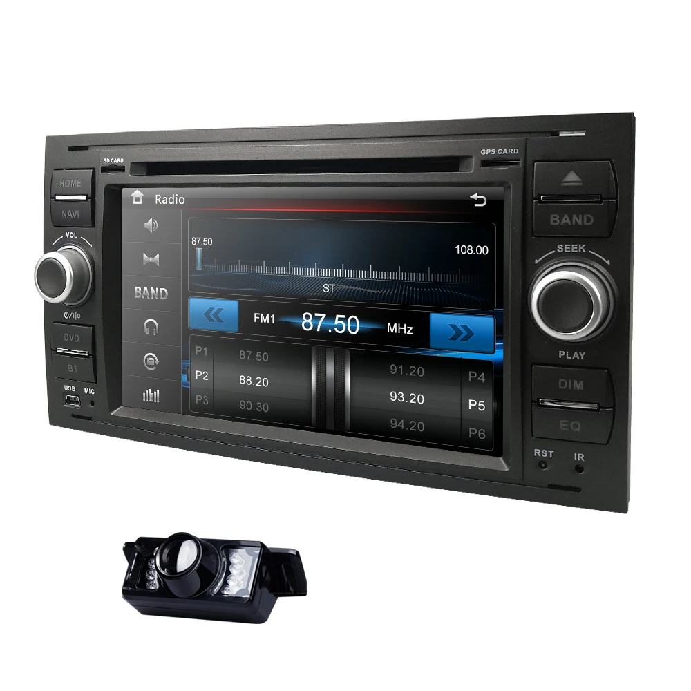 Top 2 Din 7 inch Car DVD Player For Ford Focus 2 S-Max C-Max Mondeo 4 Galaxy Kuga GPS Multimedia Monitor RDS BT DVB-T Free camera 2