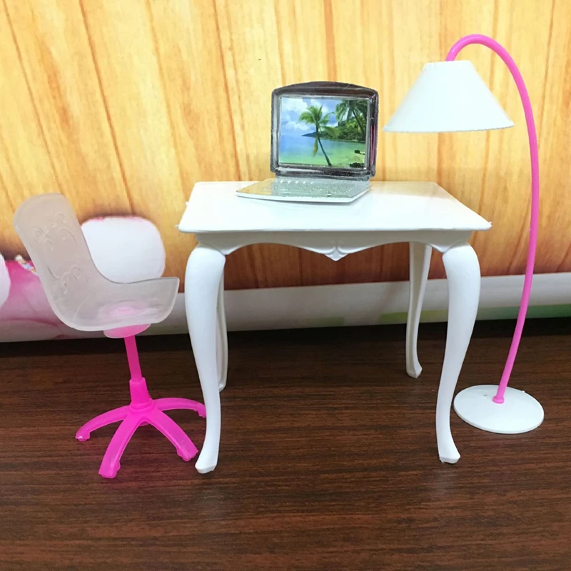 4pcs Mini Doll Furniture Toy Set Desk Lamp Laptop Computer Chair Doll House Accessories for Doll Kids Girls Gift Play House Toys 4pcs Mini Doll Furniture Toy Set Desk Lamp Laptop Computer Chair Doll House Accessories for Doll Kids Girls Gift Play House Toys