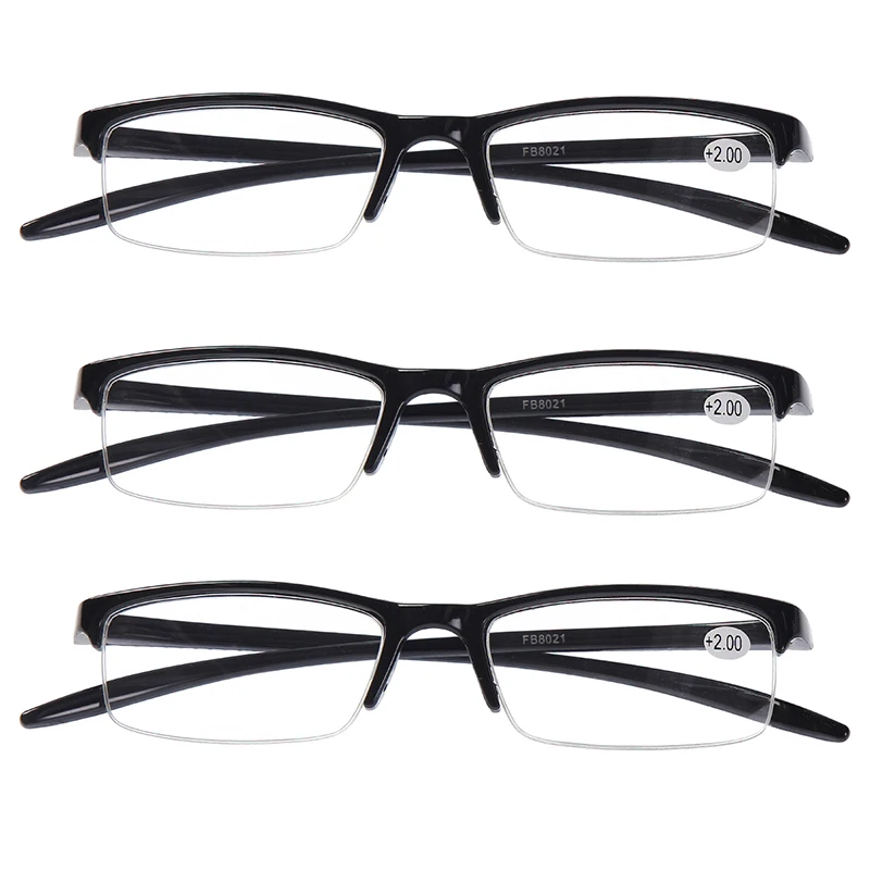 3x Half Rim Reading Glasses Mens Womens Everyday Use Readers Eyewear