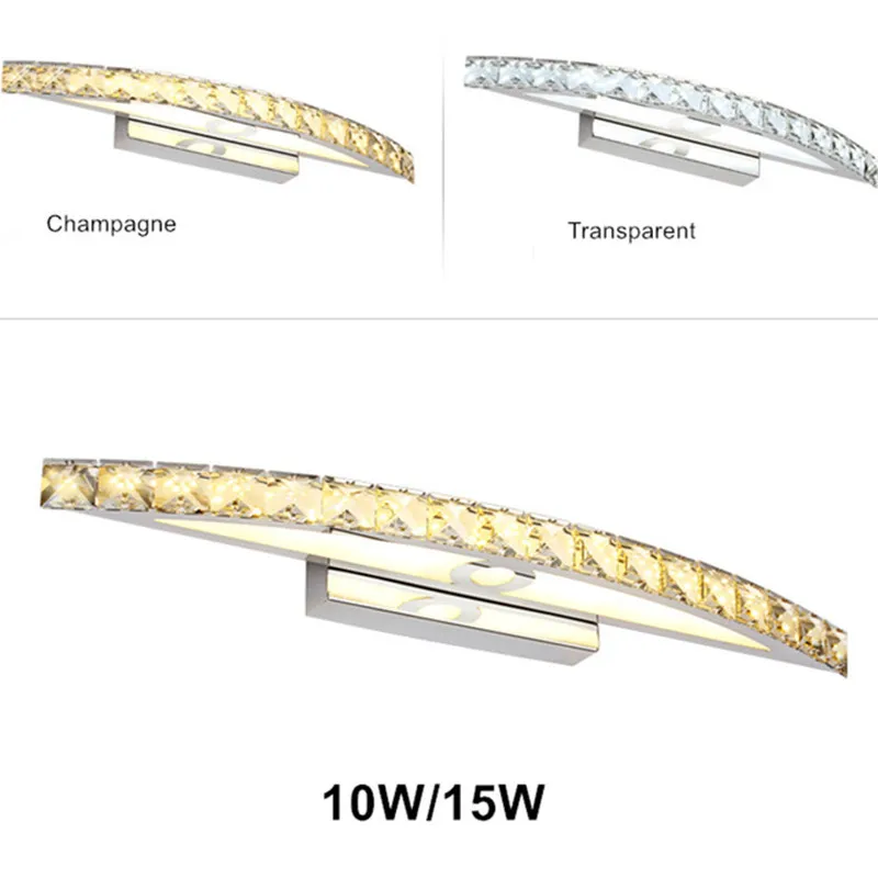 Кристалл тщеславие свет для золота Настенный декор ванной комнаты miror свет 10 Вт 15 Вт AC110-220V настенное зеркало с освещением для туалетного столика