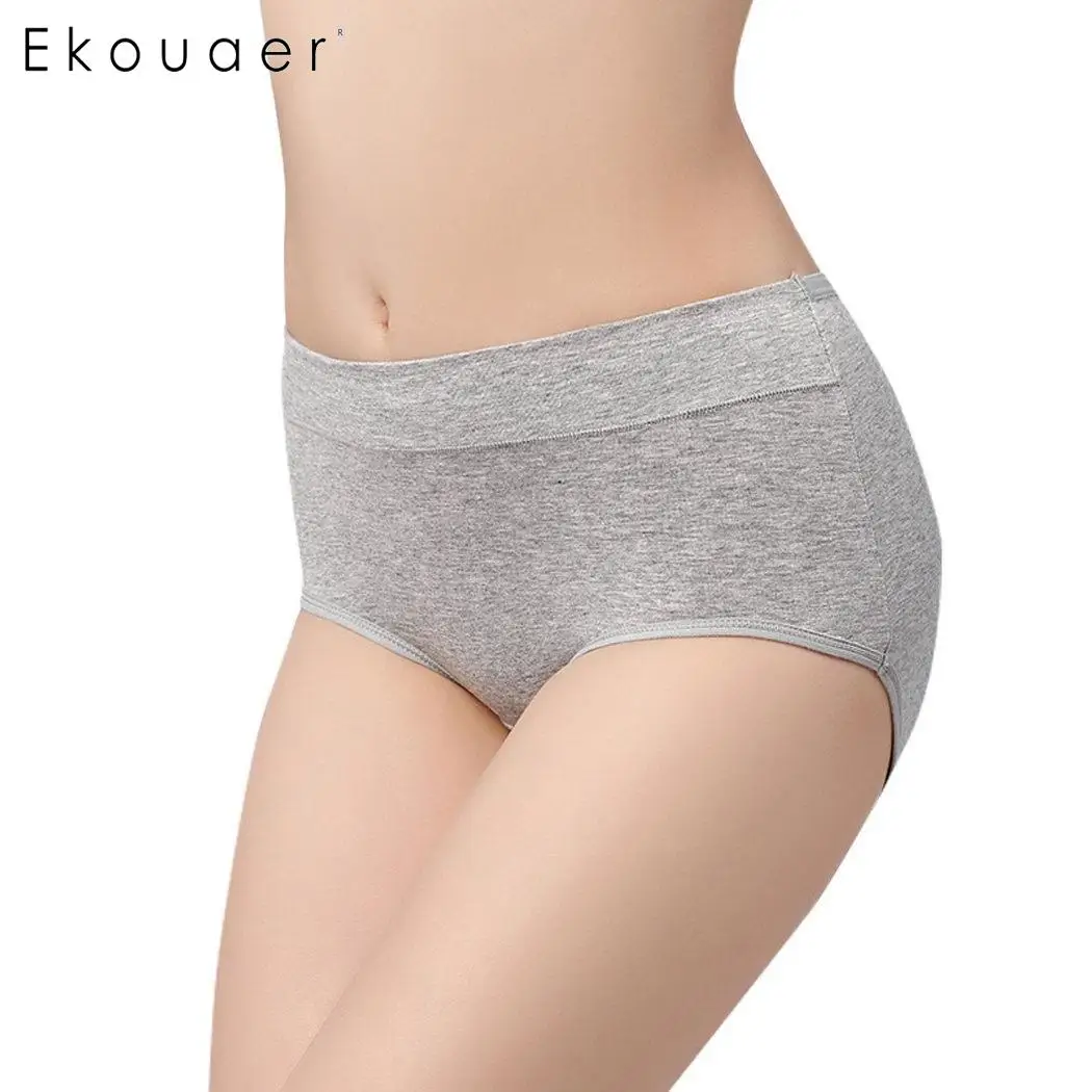 

Ekouaer Women's Panties Underwear Breathable Briefs Solid Casual Stretchy Intimates Lady Girls Seamless Underpants 8 Colors