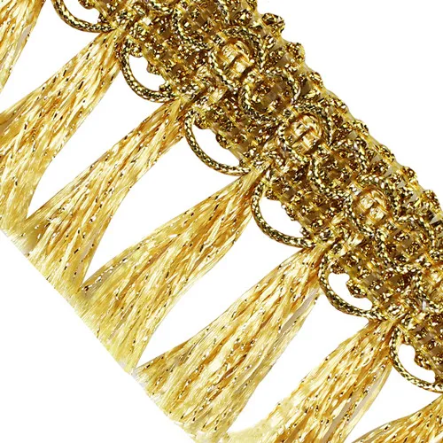 10 лет плетеная бахрома с кисточками золотистого и серебристого цвета, кружевная лента для обрезки, сделай сам, для одежды, сумок, штор, аксессуары для шитья, T2729 - Цвет: gold