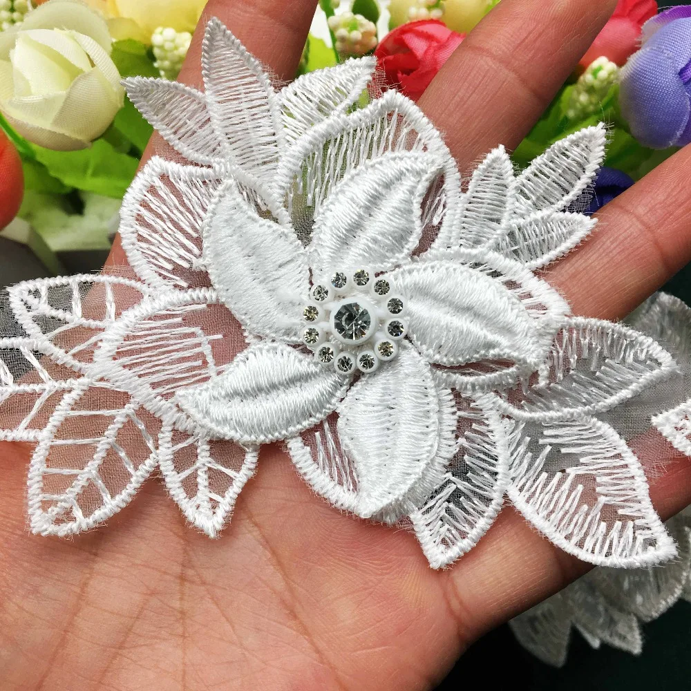 5X 3D Алмазные цветы ветряная мельница лист вышитые кружева отделка ленты ткань