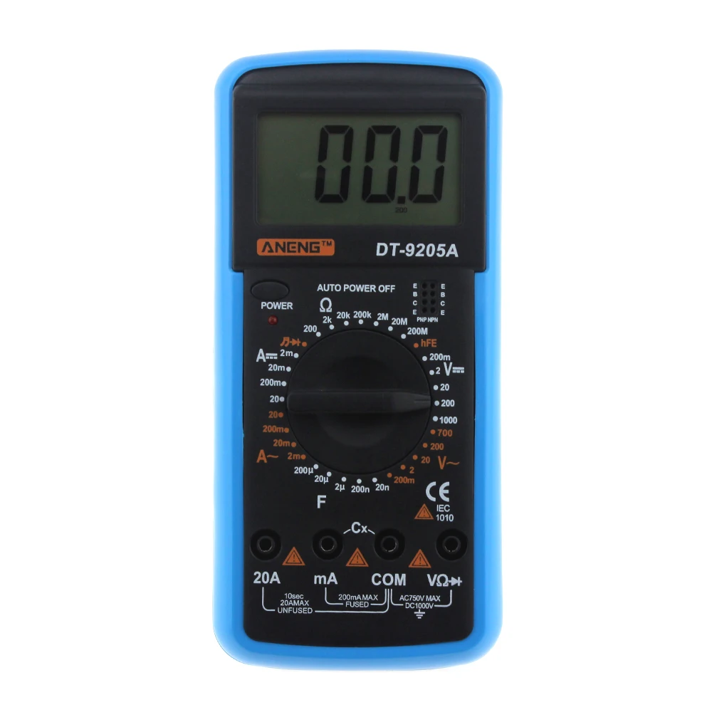 DT9205A hFE AC DC ЖК дисплей Профессиональный электрический ручной тестер Цифровой