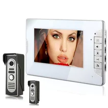 Two Waterproof Camera with 7 Inch Color TFT LCD Video Door Phone Intercom System colorful monitor