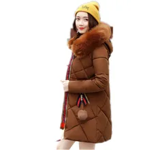 2017 New Warm Fur Fashion Hooded Quilted Coat Winter Jacket Woman Solid Color Zipper Down Cotton Parka Plus Size Slim Outwear