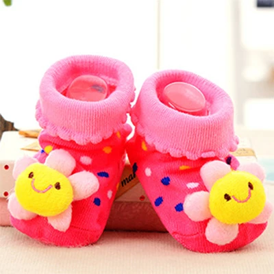Детские носки для младенцев зимние мягкие теплые носки для детей 0-18 месяцев мальчики девочки носки-тапочки мультфильм хлопка противоскольжения малышей тапочки - Цвет: Red