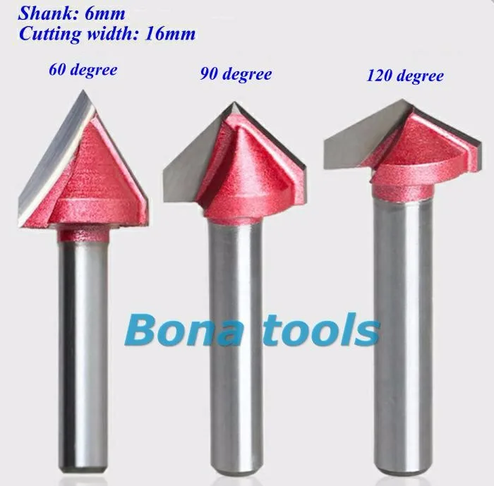 3 шт.(60 Deg+ 90 Deg+ 120 Deg) Shank-6mm Width-16mm, ЧПУ Гравировка 3D V барабанный фрезерный станок, деревообрабатывающий резак Наборы инструментов 3D V Endmill