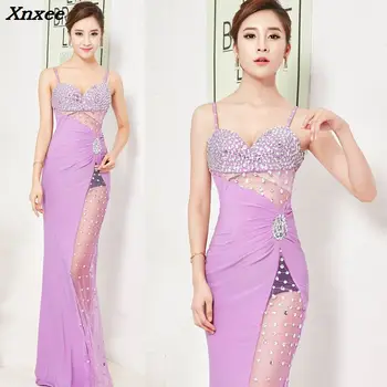 

Sexy Purple/Black Beading Straps Long Dresses For Wedding Party Summer Prom Evening Gowns 2018 Maxi Dresses Club Dress vestidos