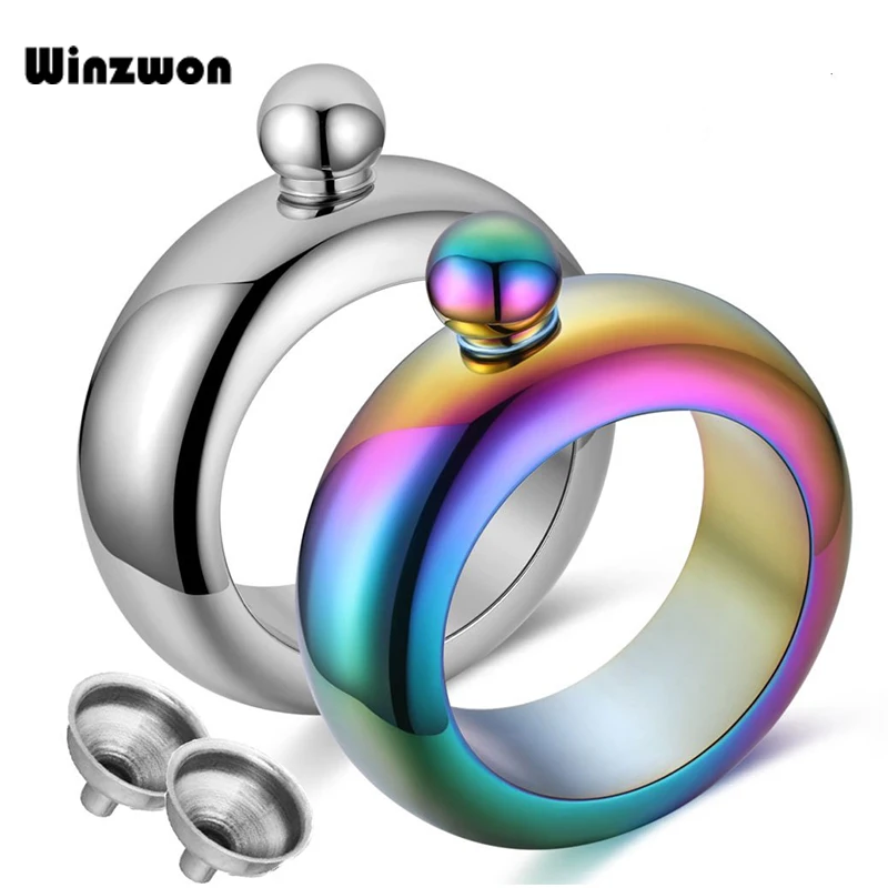 

3.5Oz 100ML Stainless Steel Bracelet Flask Ring Hip Flask Wine Flask Pocket Bottle For Whiskey Vodka Drinkware Bar Accessories
