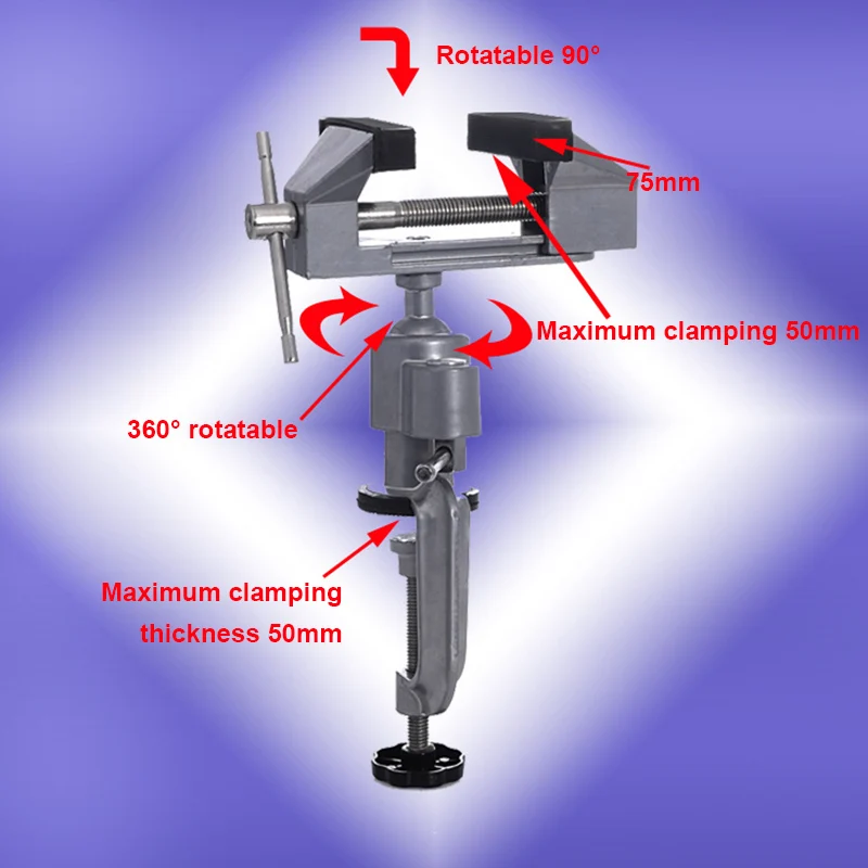 

Newly 360 Degree Bench Clamp Vises Grinder Holder Drill Stand for Rotary Tool Craft Model Building XSD88