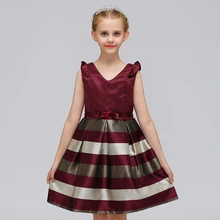 Полосатое платье для маленьких девочек; торжественное детское платье для свадебной вечеринки; Рождественский костюм принцессы; платье для девочек; L-575