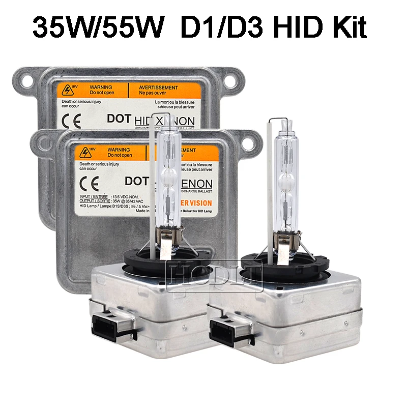 HCDLT Original 55W D1S Xenon HID Kit Car Light 4300K 5000K 6000K 8000K 35W HID Bulb Lamp Xenon D1S D3S D1R D3R HID Ballast Kit (4)