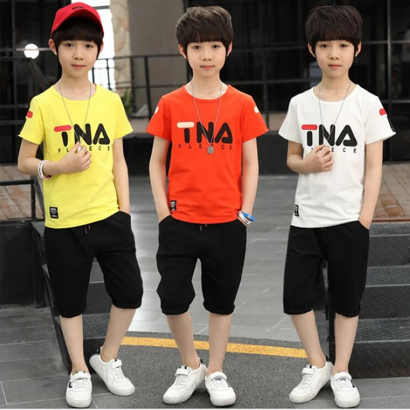 

2pcs 2019 new boy clothes sets children's short-sleeved T-shirt + shorts pants