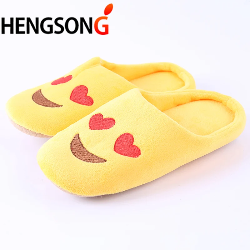

HENGSONG Women Shoes New Winter Warm Slippers Indoor Floor Slippers Non-slip Soft Home Slippers Women Funny Emoji Slippers