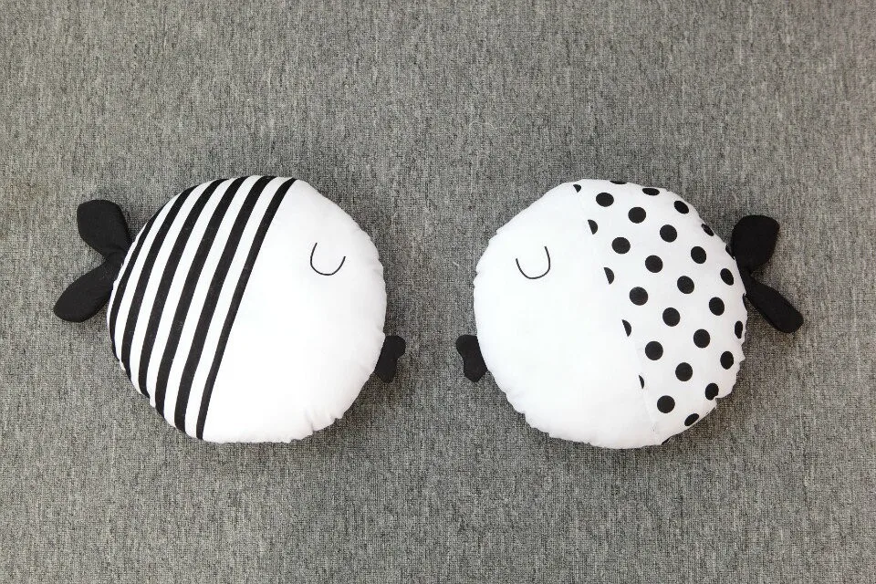 Black White Fish Cushions For Home Decor