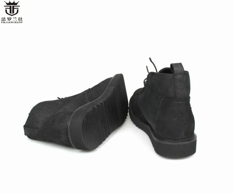 FR. LANCELOT/ Брендовые мужские ботинки нового дизайна на шнуровке; короткие ботинки «Челси» из натуральной кожи с круглым носком; Роскошная Зимняя мужская обувь