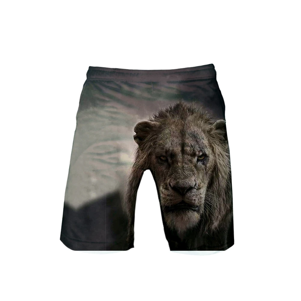 Новинка 2019 года, летние мужские и женские шорты с 3D принтом «Король льва» в стиле Харадзюку, модные пляжные шорты для отдыха, популярные