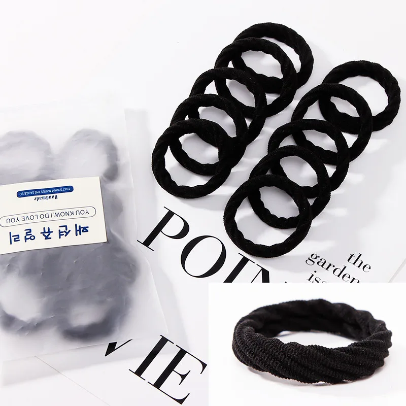 10pcs black 4 10pcs/Set New Women Basic Crude Elastic Hair Bands Ponytail Holder Scrunchie Headband Rubber Bands Fashion Hair Accessories - Цвет: 10pcs black 4