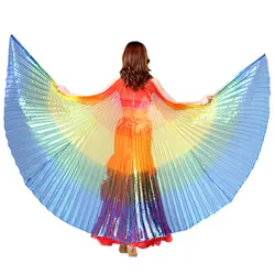 Танец живота Костюм 360 Isis Крылья градиент цвета и красочные реквизит танцевальные аксессуары египетские крылья с палочками