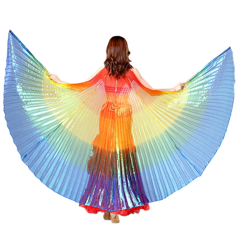 

Belly Dance Costume 360 Isis Wings Gradient Colors & Colourful Performance Props Dance Accessories Egyptian Wings with Sticks
