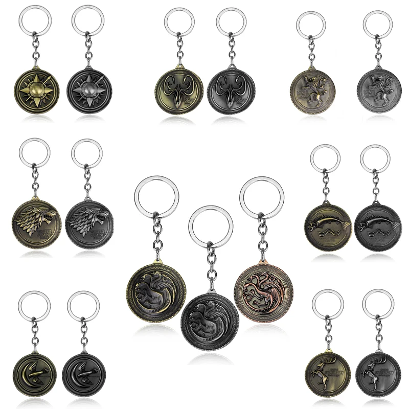 

Game of thrones Keychain House Stark Key Chain Song Of Ice And Fire Key Rings Holder Souvenir For Gift Chaveiro Men Jewelry Gift