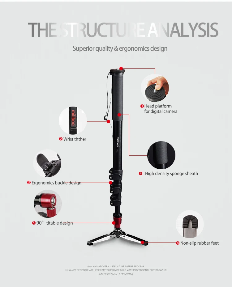 Miliboo MTT705A(без головы) портативный алюминиевый монопод для профессиональной видеокамеры/видео/камеры/DSLR штатив