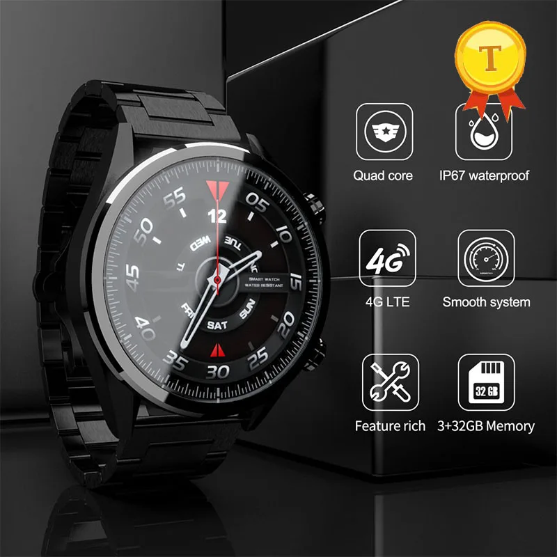 

best 4G lte Smart phone watch with Android 7.1 MTK6739 3GB+32GB 400*400 AMOLED touch HD Screen big battery wifi Smart watch