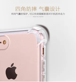 

100pcs/lot For iPhone X/8/7 Plus/8/7/6s plus/5s Shockproof Soft TPU Clear Four Corner Drop Colorful Gel Back Skin Cover Fashion