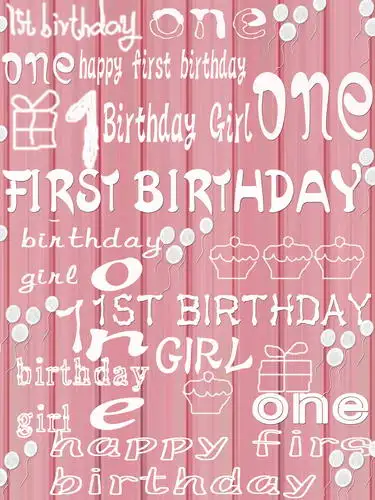 One Year Old Birthday Vinyl Cloth Pink Party Wallpaper Photography