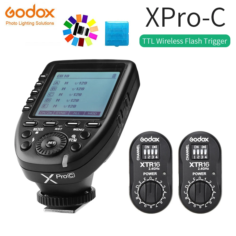 

Godox XPro-C Flash Trigger Transmitter with E-TTL II 2.4G Wireless X System HSS LCD Screen + 2x XTR-16 Receiver for Canon DSLR