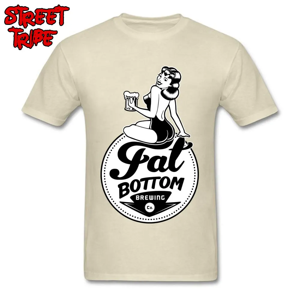 Casual Tshirts Plain Short Sleeve Family 100% Cotton Fabric O Neck Men's Tops & Tees Personalized Tops T Shirt Summer beer brewing grains malts brewery fat bottom beige