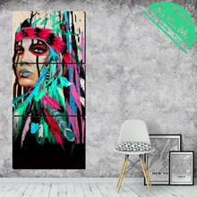3 Шт. Зеленое перо Женщина Art Pictures HD Печатные Холст Картины с Картинками Украшения для