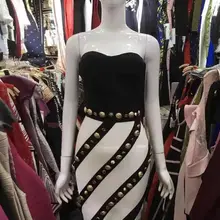 Новое поступление, летнее женское платье,, черно-белое платье без бретелек и расшитый бисером, Бандажное платье, вечернее платье+ костюм