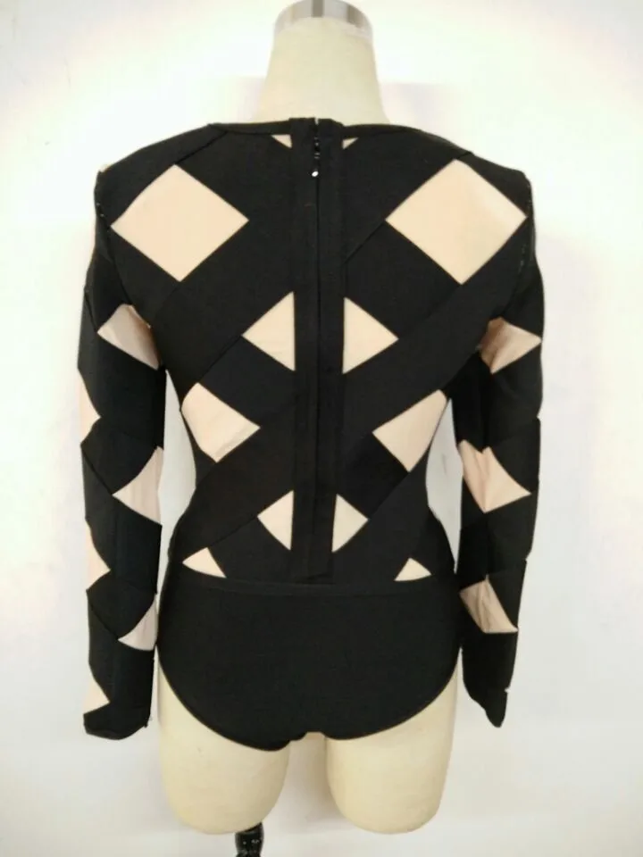 2016-new-black-and-beige-mesh-long-sleeve-O-neck-women-bandage-jumpsuit-Playsuit (1)